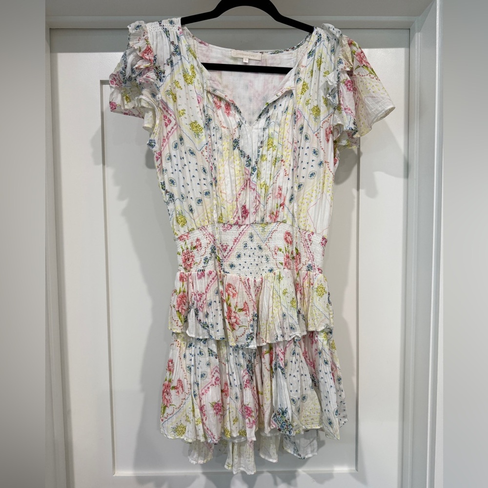 LoveShackFancy Pastel Floral Mini Dress